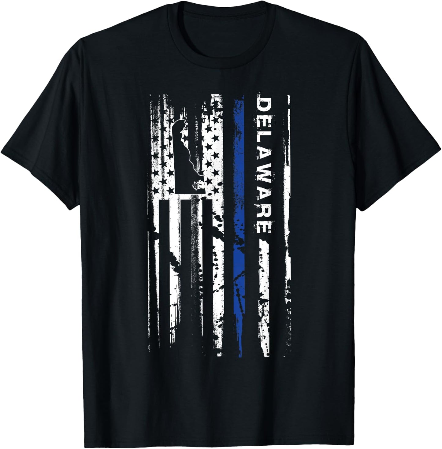 Delaware Cop Thin Blue Line LEO Police American Flag Women Men T-Shirt - T-Shirt | Black