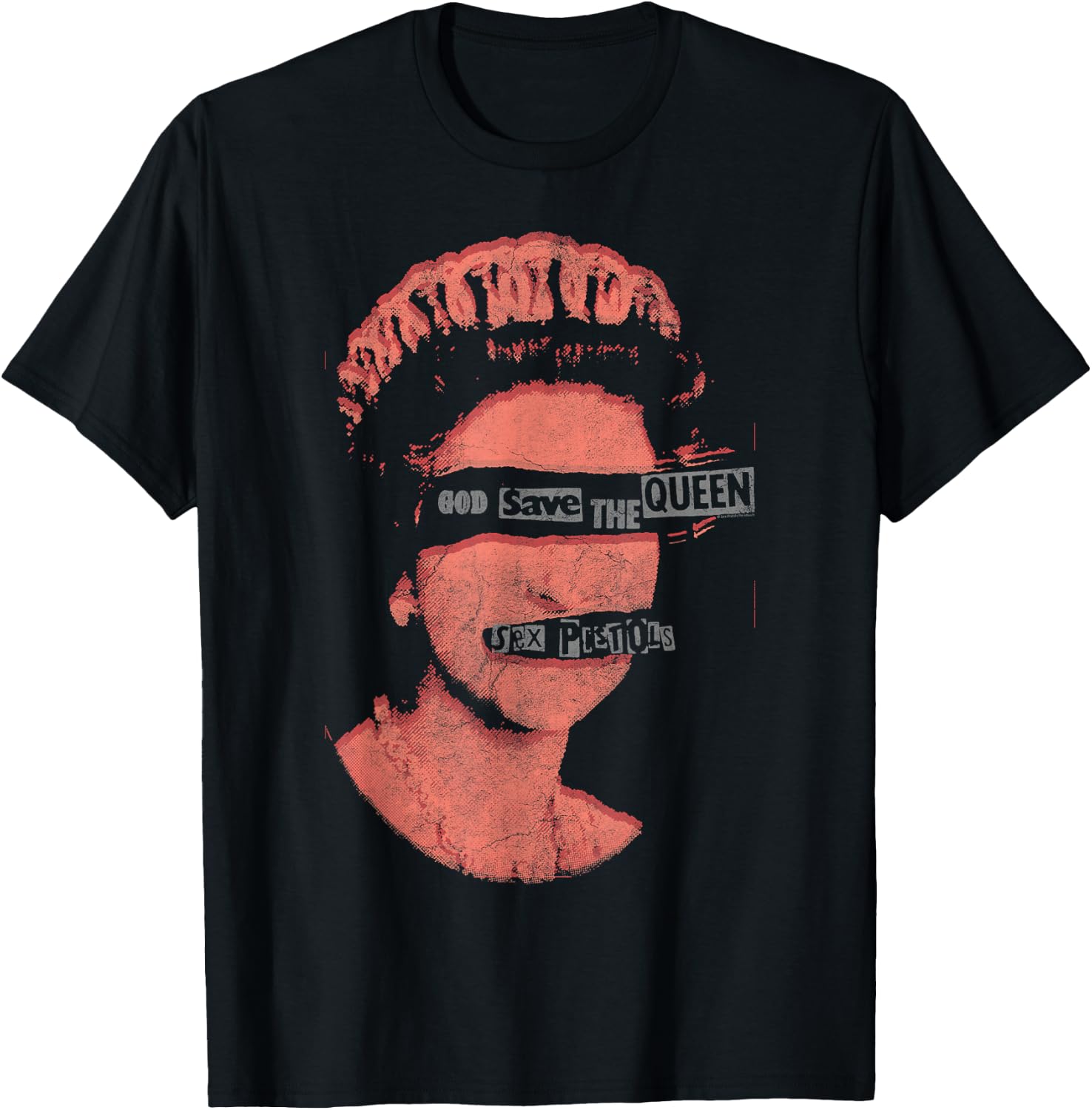 Sex Pistols Official God Save The Queen Red Stamp T-Shirt - T-Shirt | Black