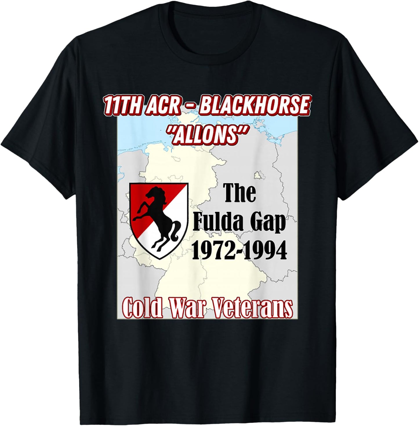 11th ACR - Army Fulda Gap vets design on front T-Shirt - T-Shirt | Black