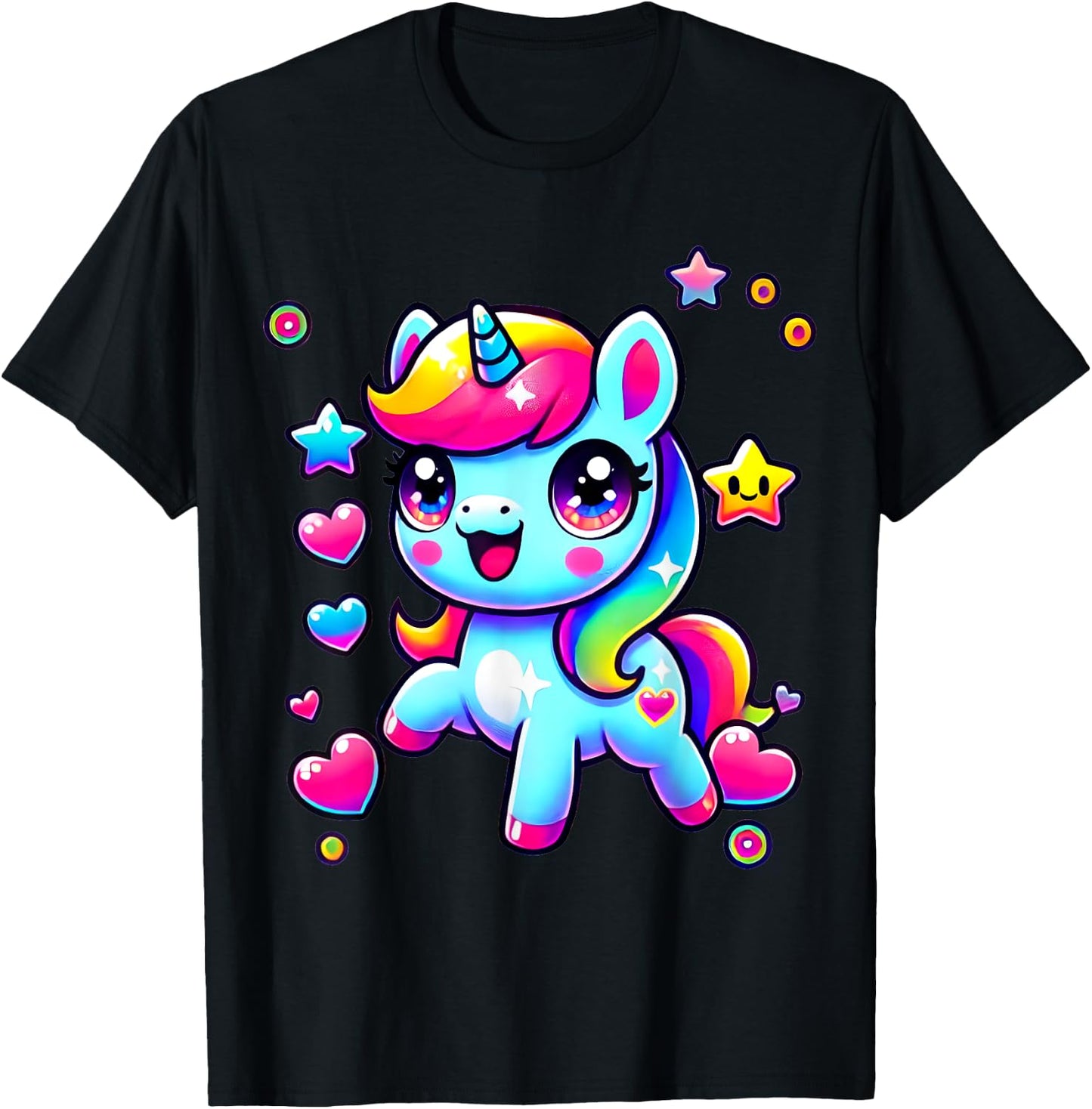 Kawaii Rainbow Unicorn | Magic Gift , Black, S T-Shirt - T-Shirt | Black