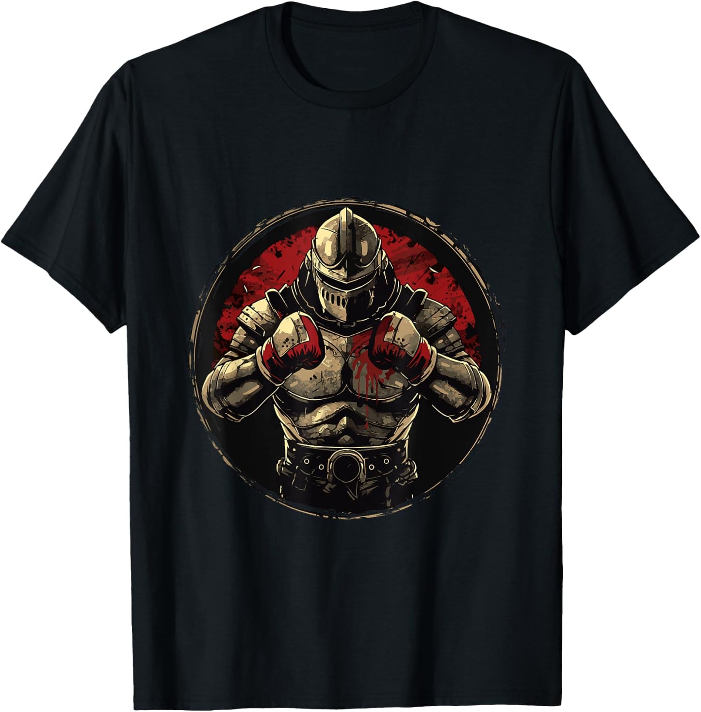 Knight With Boxing Gloves | Medieval Boxer Fighter Boxing T-Shirt - T-Shirt | Black