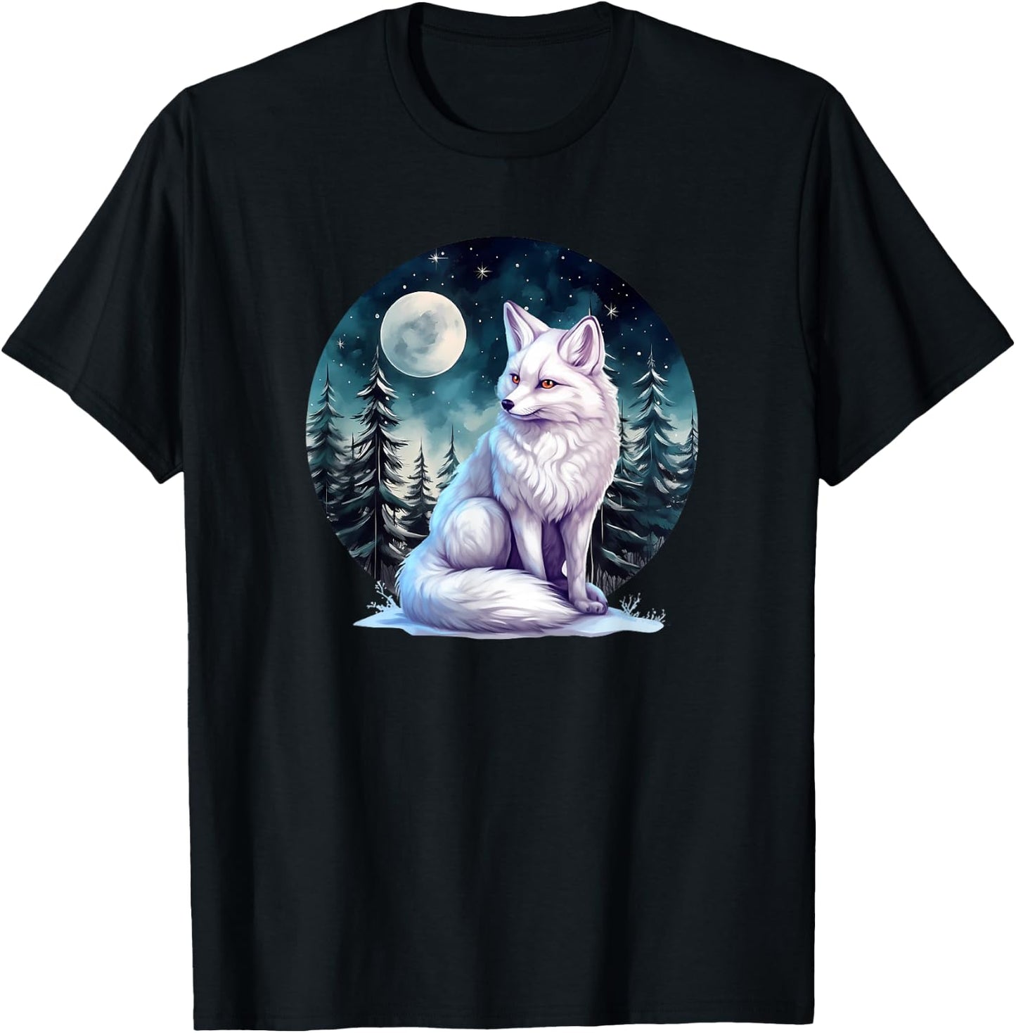 Cute Winter Snow White Arctic Fox Lover T-Shirt - T-Shirt | Black