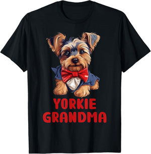 Cute Yorkie Grandma Dog Lovers Gift Funny Puppy Yorkie Owner T-Shirt - T-Shirt | Black