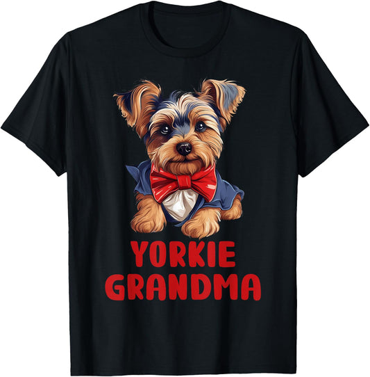 Cute Yorkie Grandma Dog Lovers Gift Funny Puppy Yorkie Owner T-Shirt - T-Shirt | Black