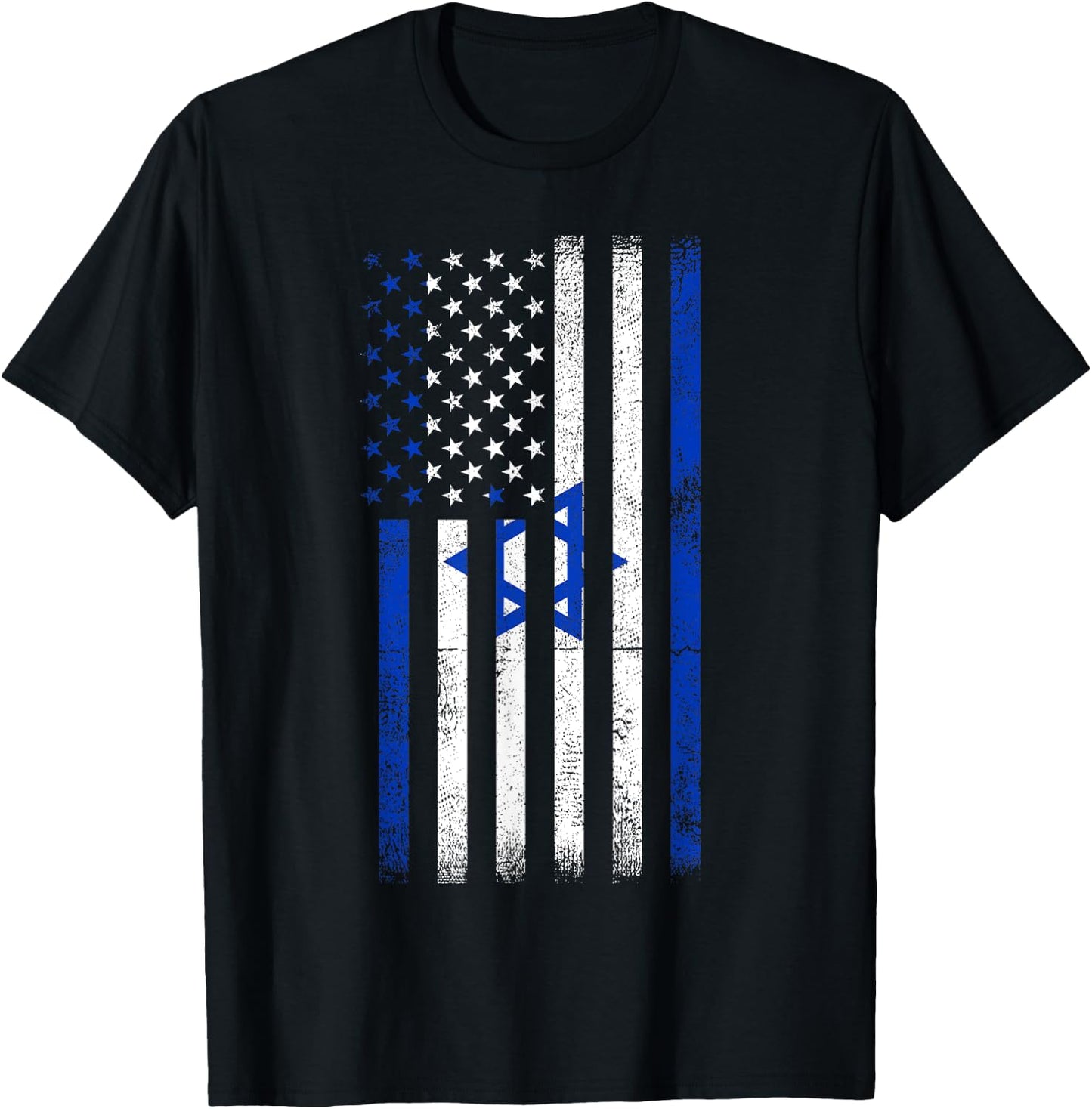 USA Flag Israel T-Shirt - T-Shirt | Black