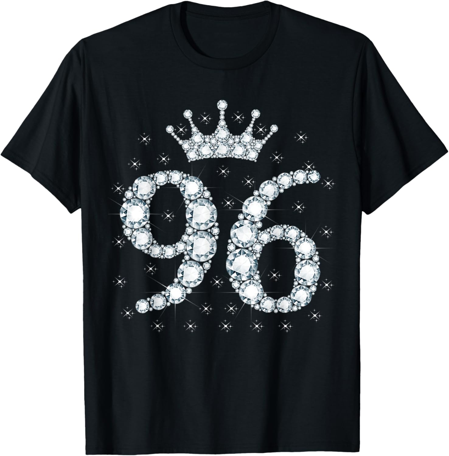 96 Crown 96 Years Old Happy 96th Birthday Girl Women T-Shirt - T-Shirt | Black