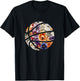 Basketball Silhouette Flowers Botanical Floral T-Shirt - T-Shirt | Black