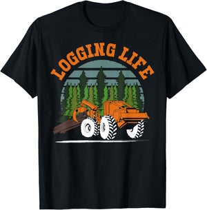 Logging Life Log Truck Gift Shirt Funny Log Truck Driver T-Shirt - T-Shirt | Black