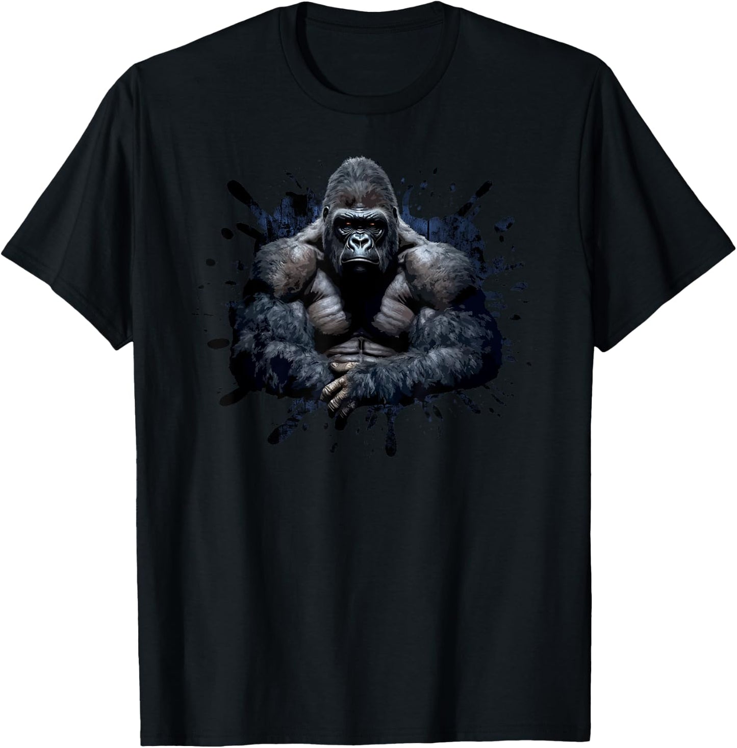 Gorilla Face Angry Growling Scary Silverback Gorilla T-Shirt - T-Shirt | Black