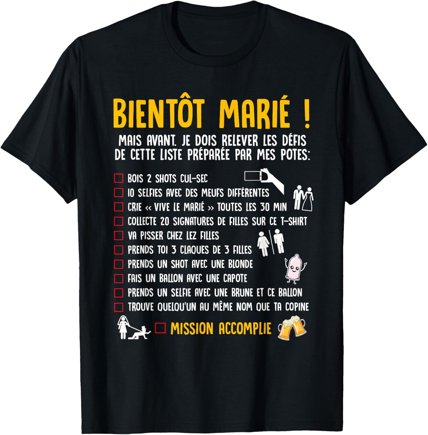 Soon Married List Funny Bachelor Party EVG , Black, S T-Shirt - T-Shirt | Black