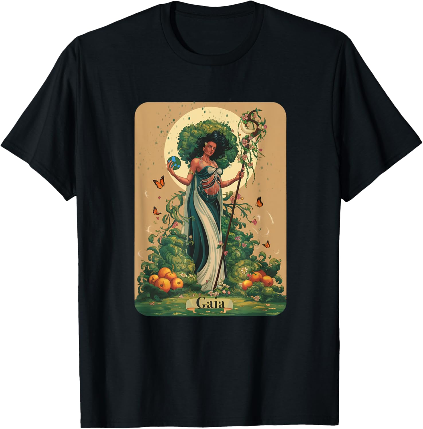 Gaia Greek Goddess Mother Earth Nature Lover Witchy Pagan T-Shirt - T-Shirt | Black
