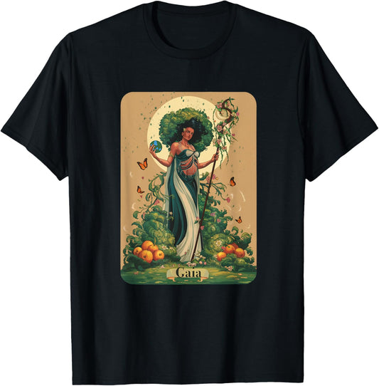 Gaia Greek Goddess Mother Earth Nature Lover Witchy Pagan T-Shirt - T-Shirt | Black