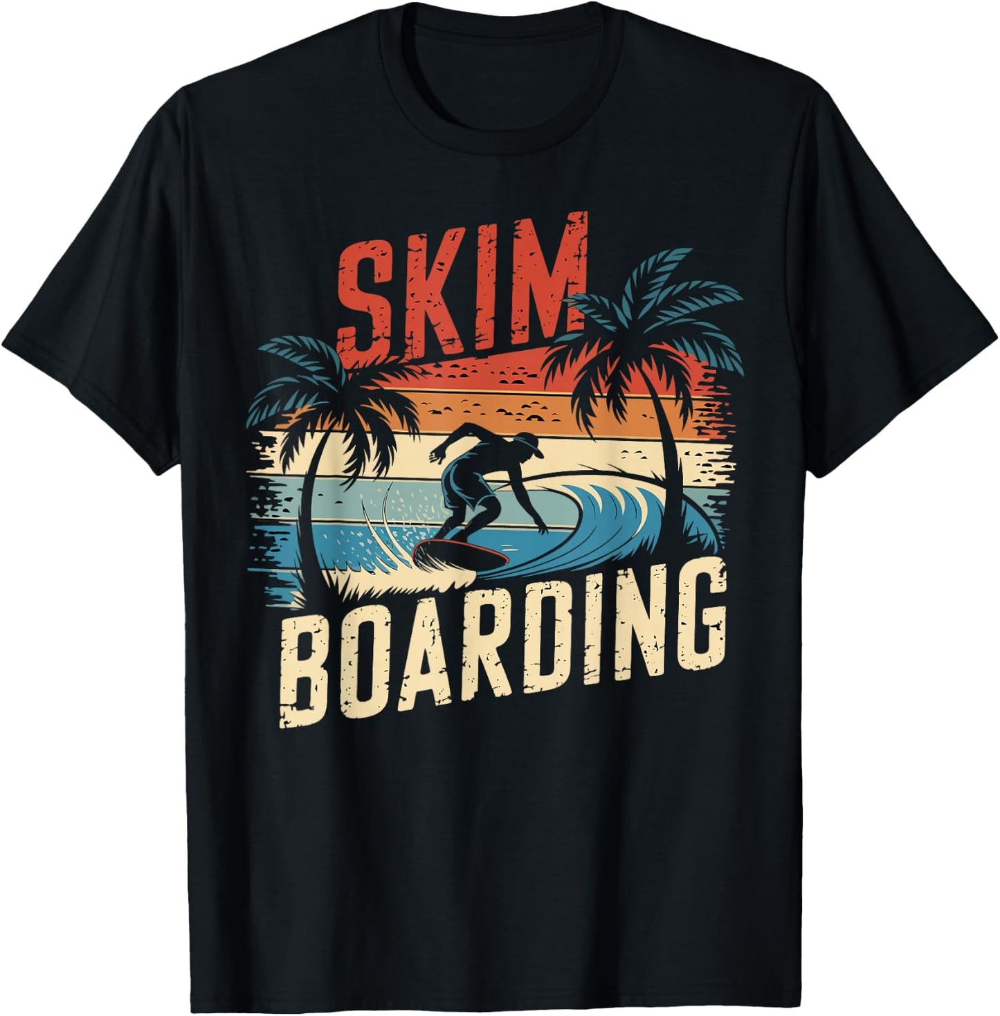 Retro Skim Boarding Skimboarding Sunset Beach Skim Rider T-Shirt - T-Shirt | Black