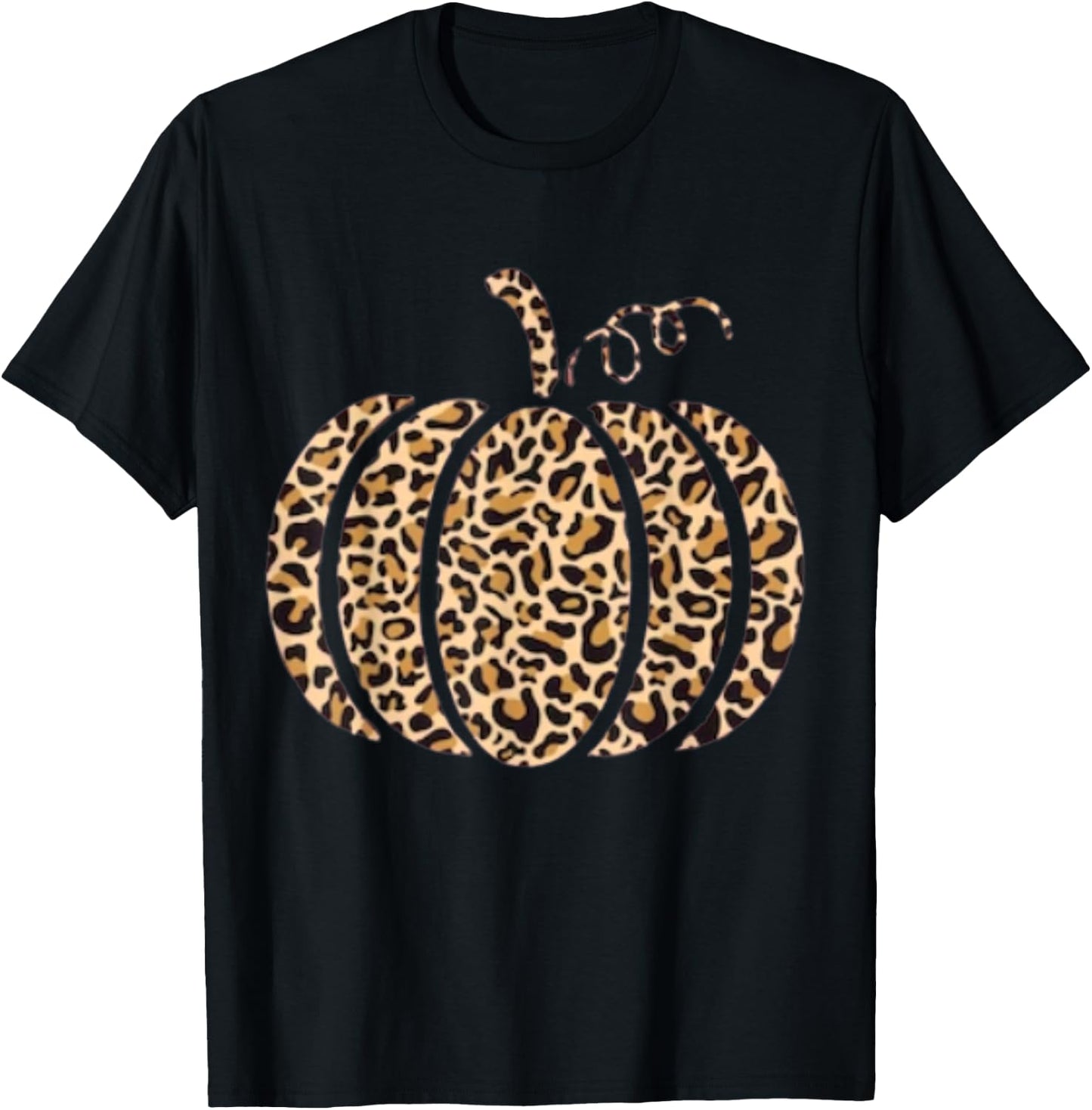 Pumpkin Leopard Print Cheetah Fall Graphic Thanksgiving T-Shirt - T-Shirt | Black