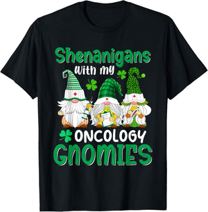 Shenanigans With My Oncology Gnomies St Patricks Day Gnome T-Shirt - T-Shirt | Black