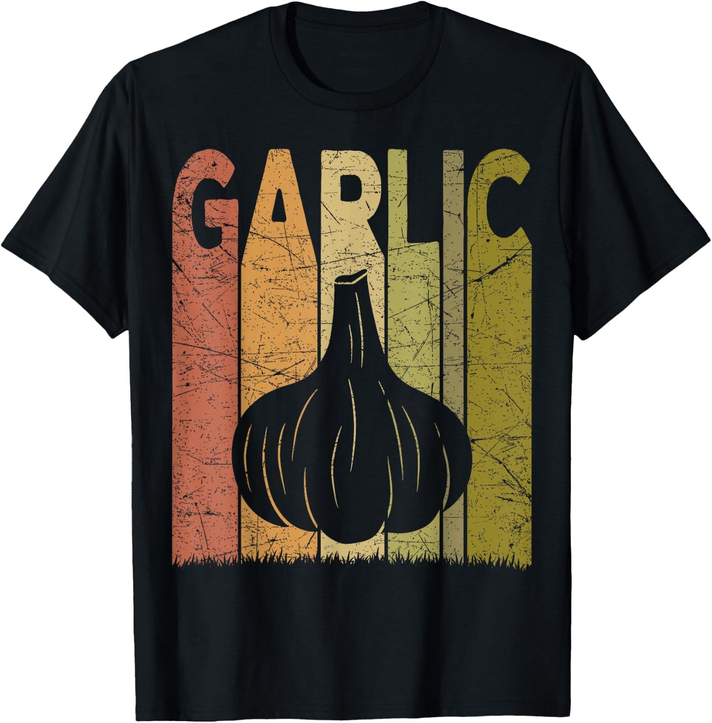 Garlic Vintage Garlic Farmer Retro Vegetables Farmer T-Shirt - T-Shirt | Black