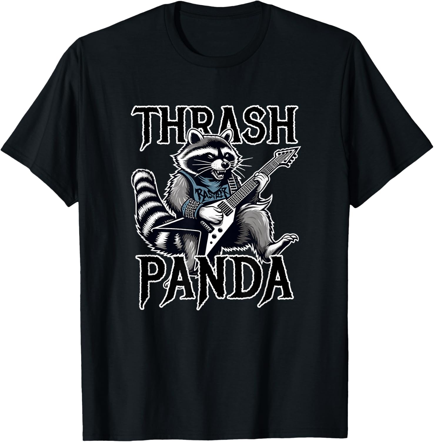 Heavy Metal Rock Raccoon Funny Trash Panda T-Shirt - T-Shirt | Black