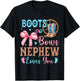 Boots or Bows Gender Reveal Decorations Nephew Loves You T-Shirt - T-Shirt | Black