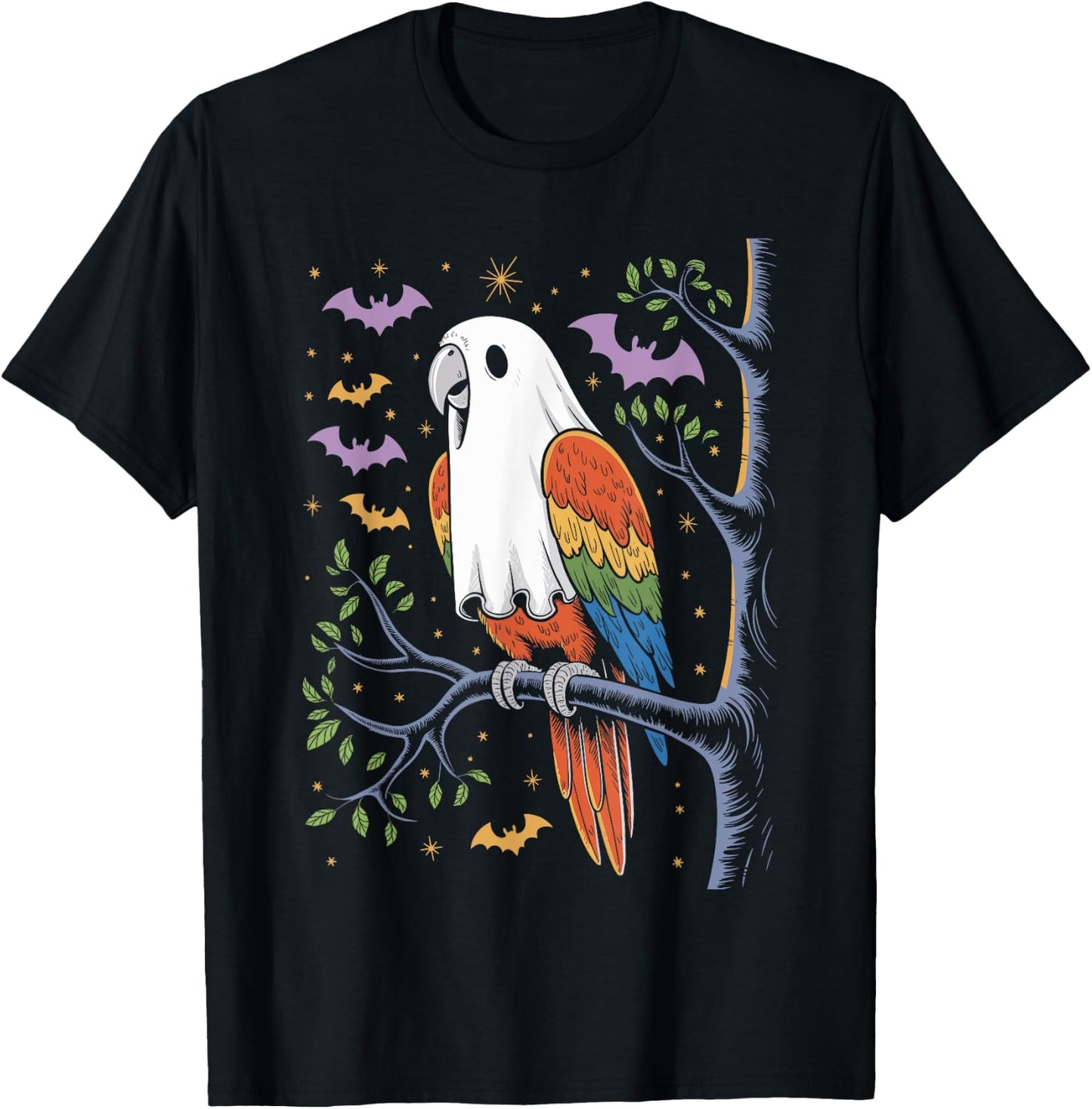 Funny Ghost Parrot Lovers Spooky Halloween Costume T-Shirt - T-Shirt | Black