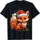 Fox Santa Christmas Tree Lighting Xmas Funny T-Shirt - T-Shirt | Black