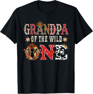 Grandpa of The Wild One Cowboy Western Rodeo Party Matching T-Shirt - T-Shirt | Black