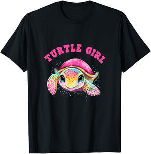 Turtle Girl, Earth Day Outfit for Girls, Girls Turtle , black T-Shirt - T-Shirt | Black