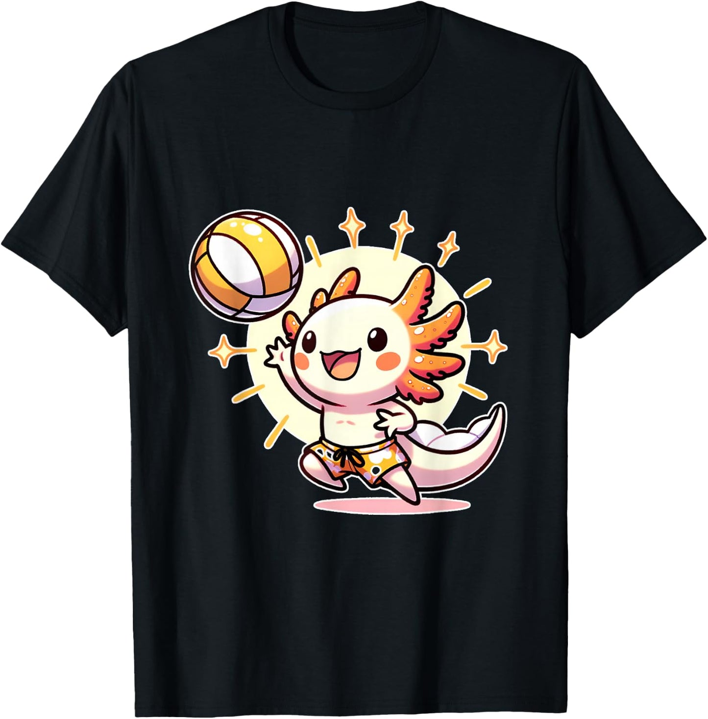 Cute Axolotl Meets Beach Volleyball Sports Enthusiast T-Shirt - T-Shirt | Black