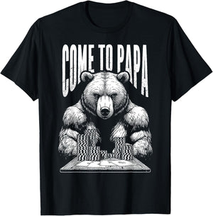 Poker Player Bear Funny Come To Papa Grizzly Gambler Aces T-Shirt - T-Shirt | Black