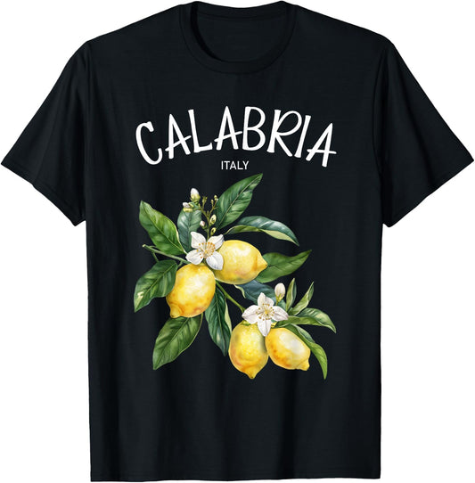 Calabria Lemon Art Italian Fruit Lover Italy Vintage Italia T-Shirt - T-Shirt | Black