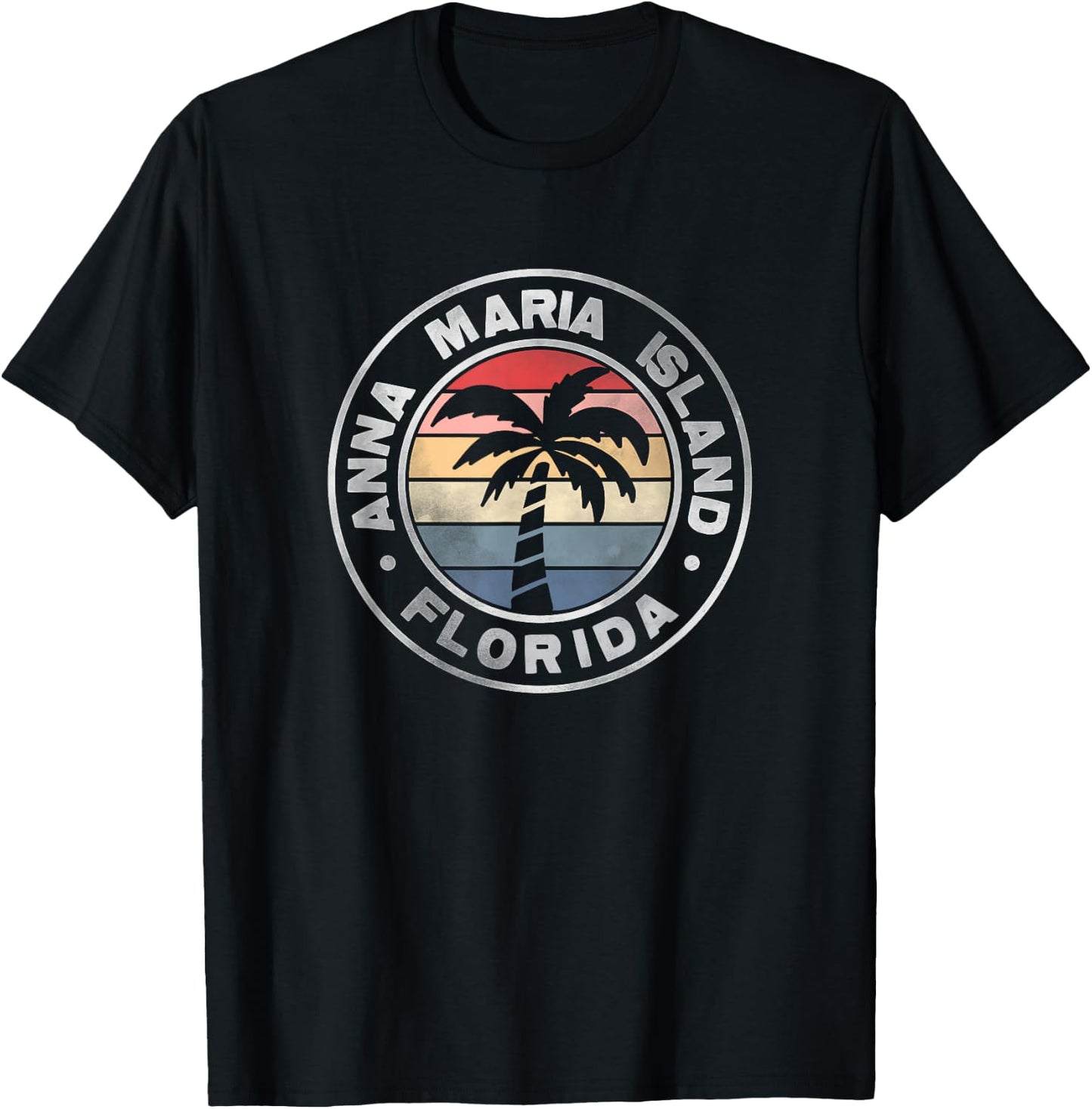 Anna Maria Island Florida Sunset Palm Trees Beach Retro Women T-Shirt - T-Shirt | Black