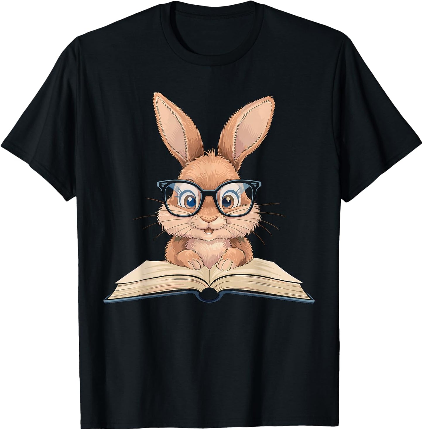 Rabbing reading a Book Bunny Bookworm T-Shirt - T-Shirt | Black