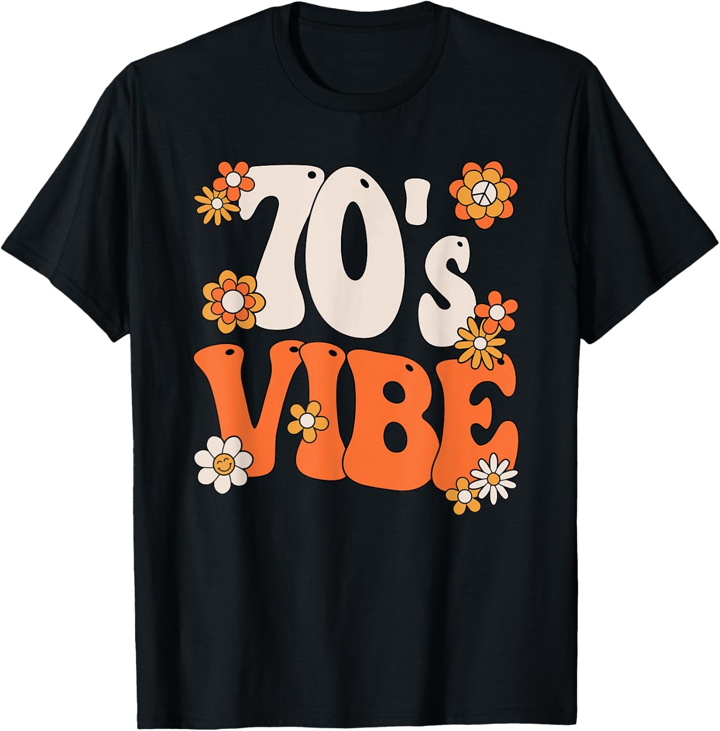70s Vibe Costume 70s Party Outfit Groovy Hippie Peace Retro , black T-Shirt - T-Shirt | Black