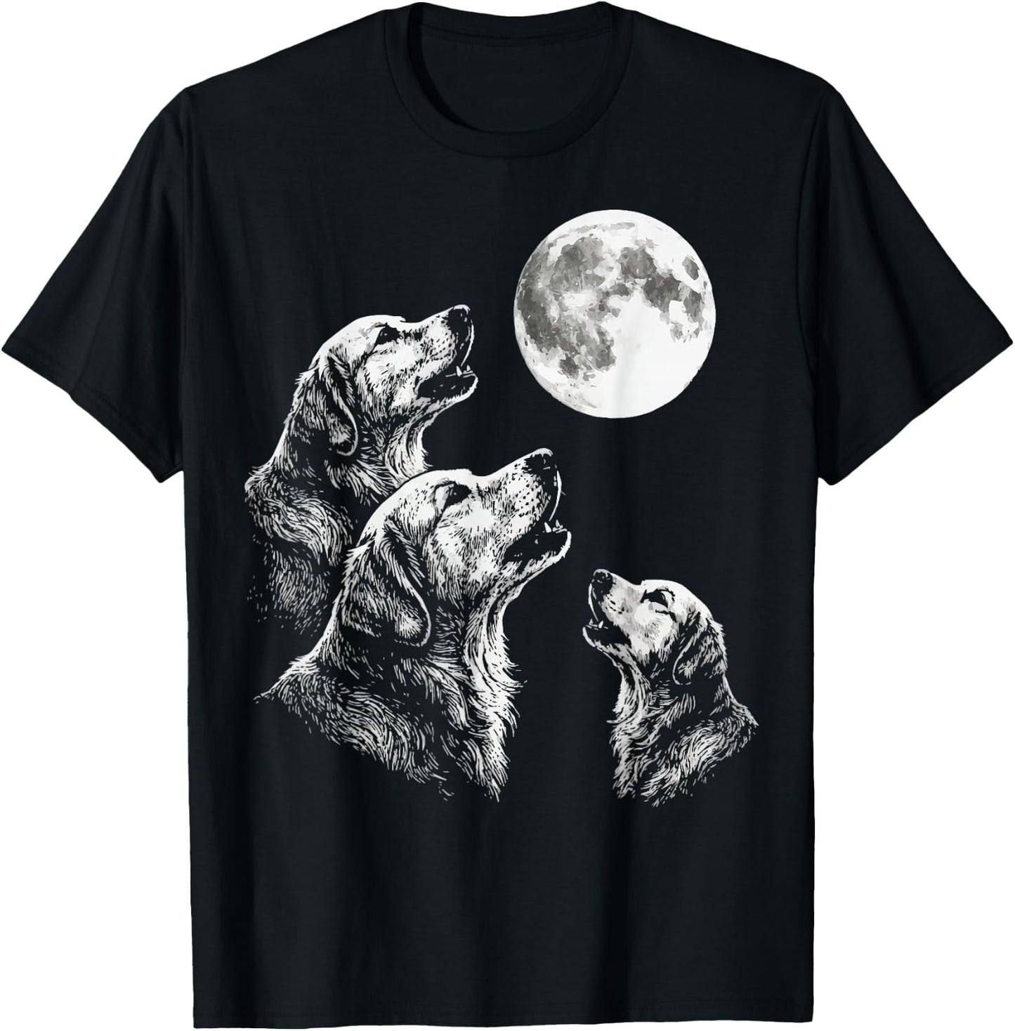 Golden Retriever Howling At Moon T-Shirt - T-Shirt | Black