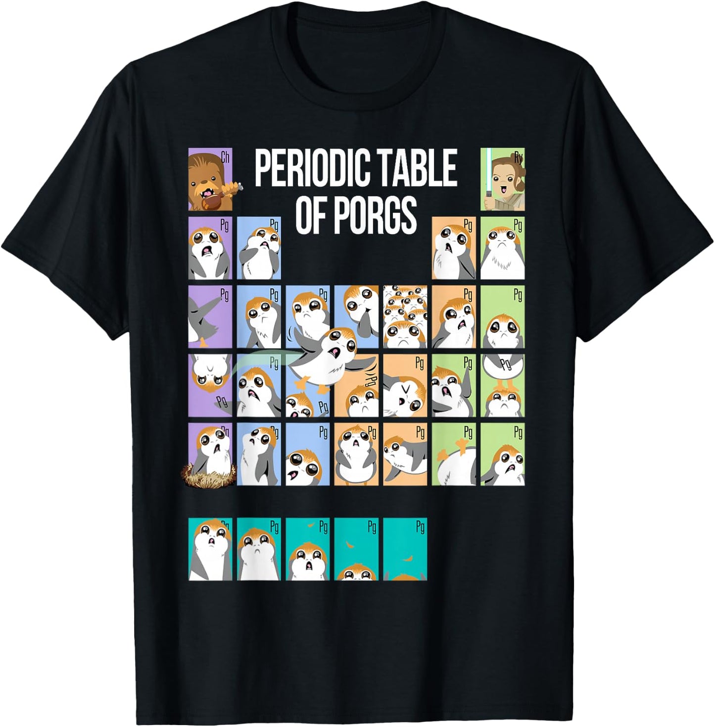 Star Wars Periodic Table Of Porgs Cute Group Shot T-Shirt - T-Shirt | Black