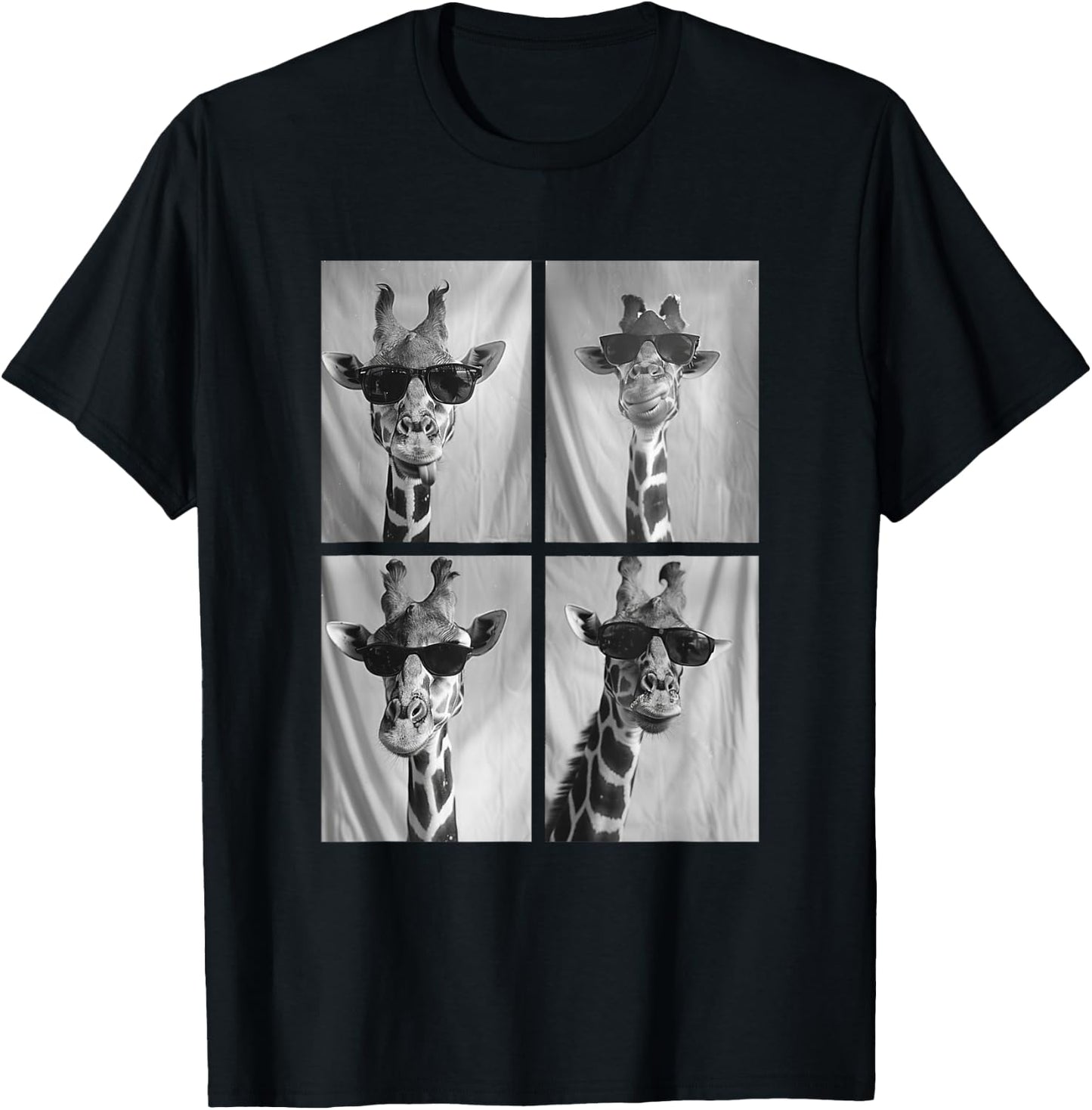 Cute Giraffe with Sunglasses African Animal Hipster Meme T-Shirt - T-Shirt | Black