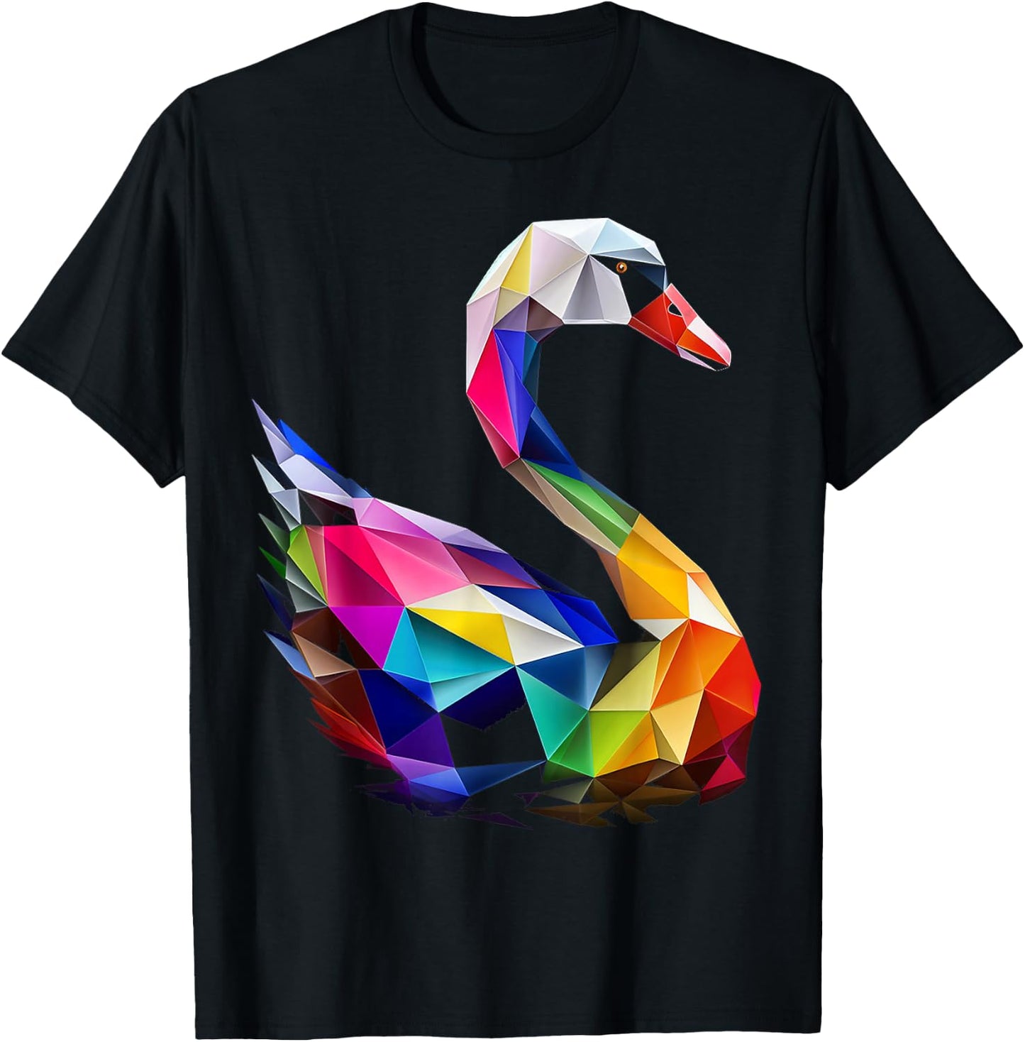 Schwan Bunte Vogelkunst Tier Polygon Grafik Schwan T-Shirt - T-Shirt | Black