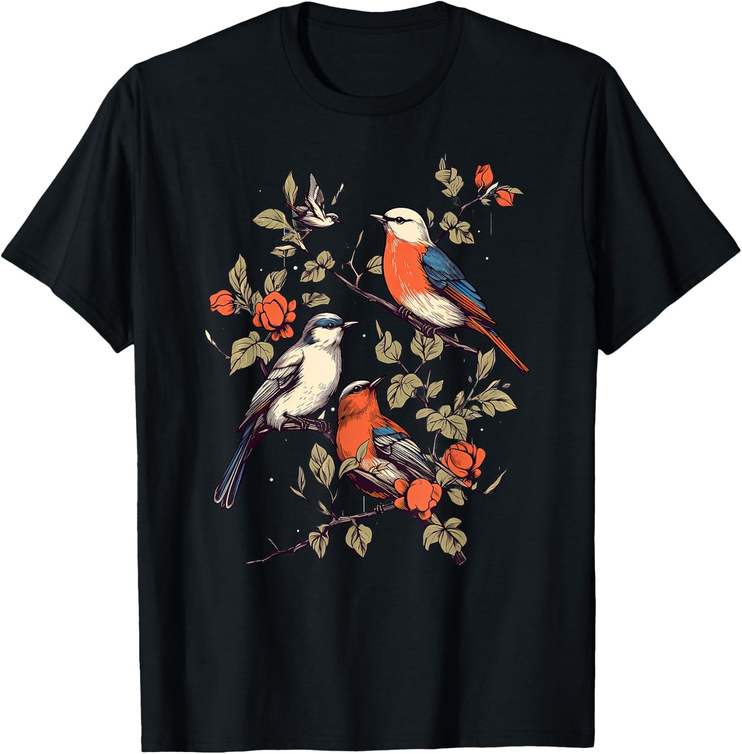 Birds On A tree Branch Birding Bird Watching Bird T-Shirt - T-Shirt | Black