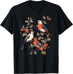 Birds On A tree Branch Birding Bird Watching Bird T-Shirt - T-Shirt | Black