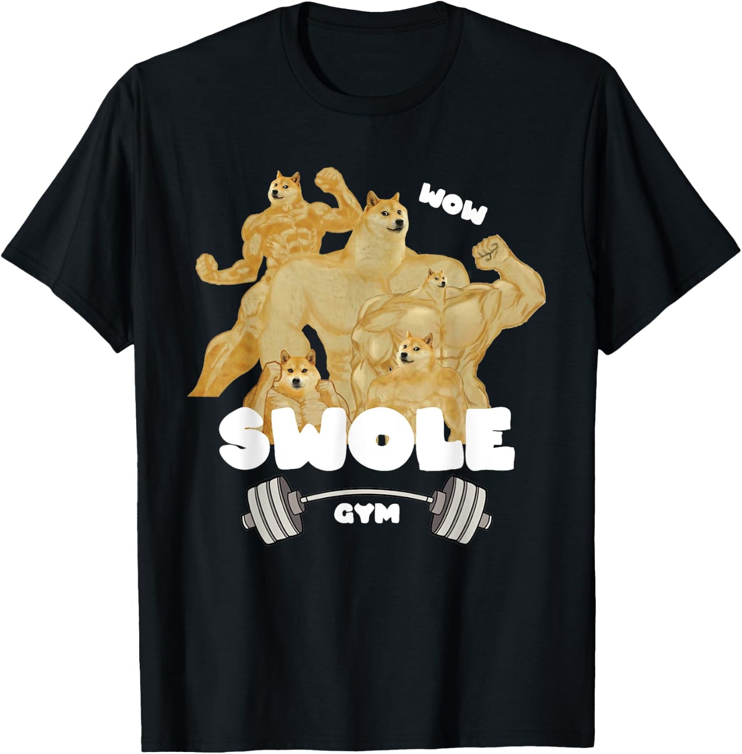 Swole Gym Swole Doge Meme Buff Doge Meme T-Shirt - T-Shirt | Black