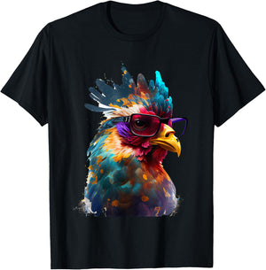 Chicken chickens with sunglasses T-Shirt - T-Shirt | Black