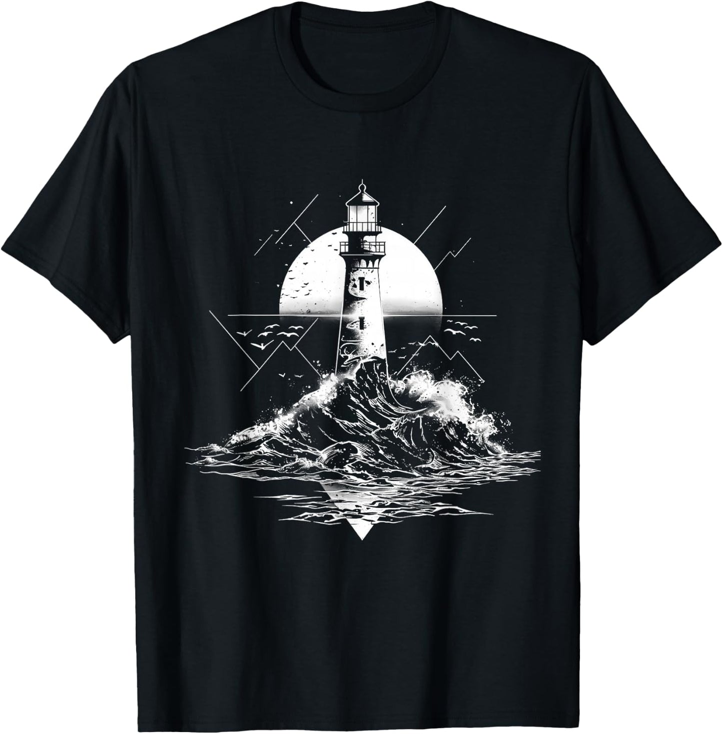 Phare Voile Mer Plage Bateau Maison Bord de Mer T-Shirt - T-Shirt | Black