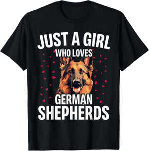 Funny German Shepherd Art For Girls Women Kids Dog Lovers T-Shirt - T-Shirt | Black