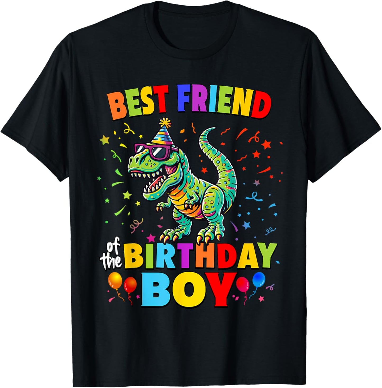 Best Friend of the Birthday Boy TRex Dinosaur Party T-Shirt - T-Shirt | Black