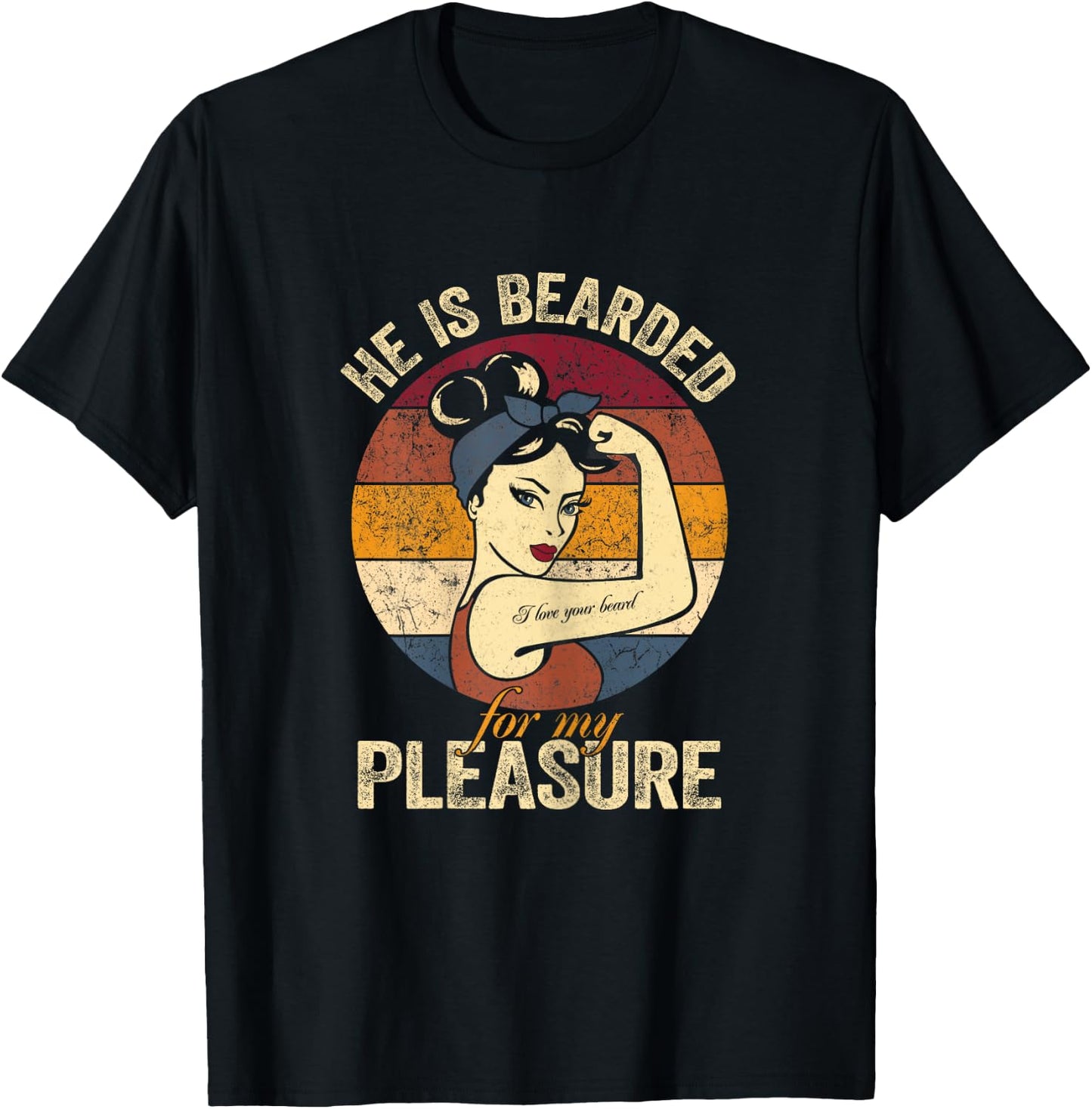 He Is Bearded For My Pleasure Funny Beard Beard Lovers T-Shirt - T-Shirt | Black