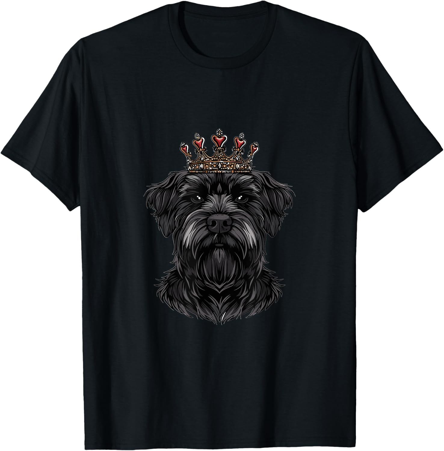 Black Russian Terrier Dog Breed Wearing Crown T-Shirt - T-Shirt | Black