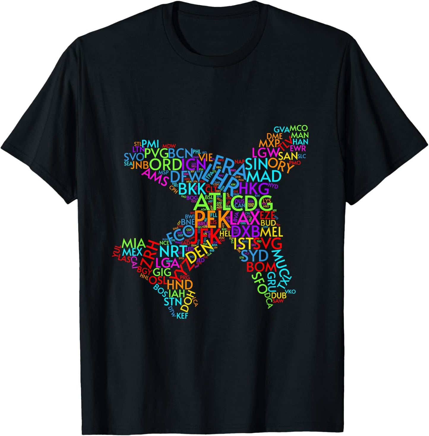World Traveler Airport Codes of the World T-Shirt - T-Shirt | Black