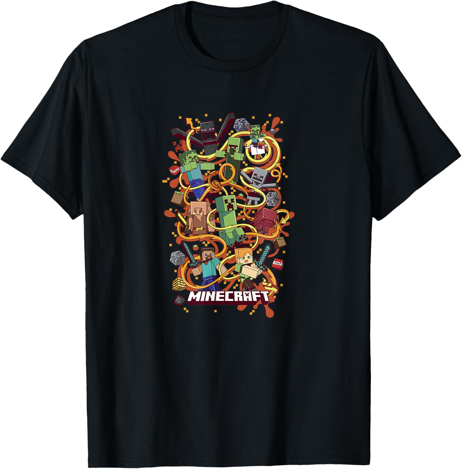 Minecraft Group Shot Funtage Arrow Composition , Black, S T-Shirt - T-Shirt | Black