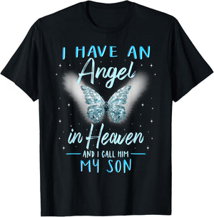 Son I Have Angel in Heaven Love Family Remembrance T-Shirt - T-Shirt | Black