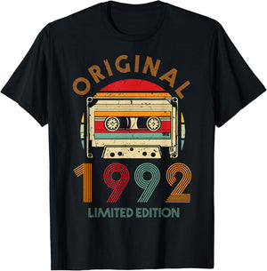 32nd Birthday Original Men Women Vintage Vintage 1992 , black T-Shirt - T-Shirt | Black