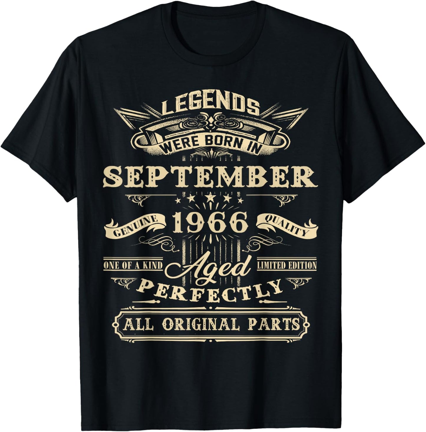 Legend Born In September 1966 60th Birthday 60 Years Old T-Shirt - T-Shirt | Black
